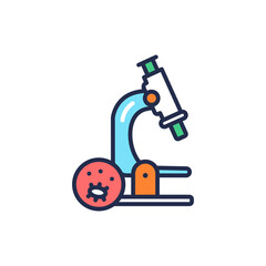 Microscope color line icon. Medical research. Isolated vector element. Outline pictogram for web page, mobile app, promo 