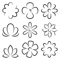 Vector flowers silhouettes