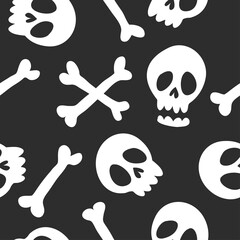 Vector seamless halloween pattern with sculls and bones.