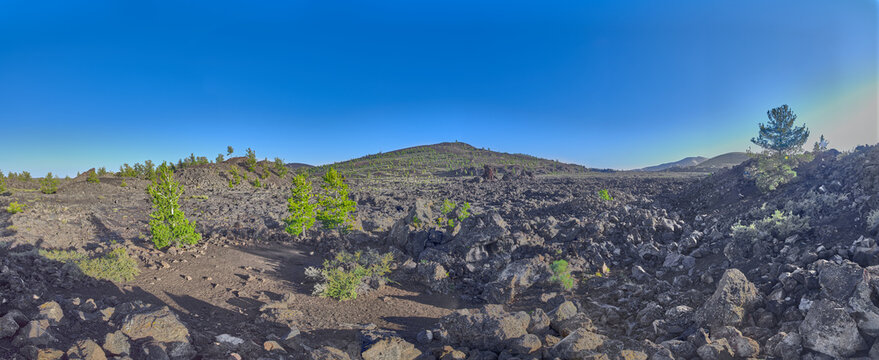 Panorama view of lava field at Crater of the Moon National Park, Idaho.