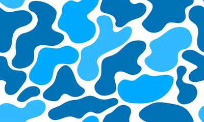 Fototapete Organische Formen Wassertropfen, nahtloses Muster mit blauen organischen Formen