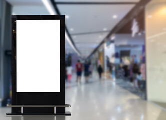 Blank billboard in the shopping mall.