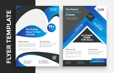 Real Estate and Home for sale flyer template design, Leaflets, Flyer Design, Cover Book Design, and A4 Magazine	
