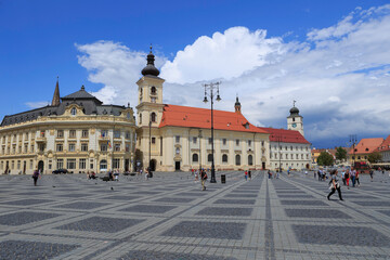 Fototapeta premium Sibiu, Romania, 7,2019; one of the jewels of tourism in Transylvania.