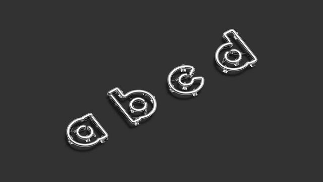 Decorative a b c d letters, broken neon font mockup,