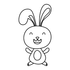 cute easter little rabbit character line style icon