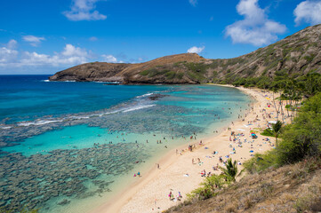 Hanauma Bay viewed from above. Oahu,Hawaii.