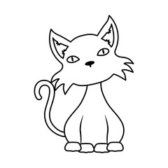 halloween cat mascot line style icon