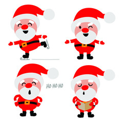 funny santas set on the white background