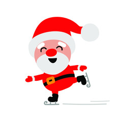 santa rides ice skating on the white background