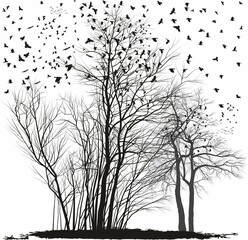 Ravens on a group of acacia trees