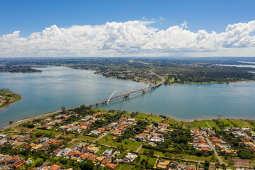 Brasilia's Juscelino Kubitschek bridge and the Paranoa Lake.