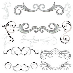 set of decorative floral elements