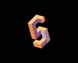 isometric logo design concept letter S G