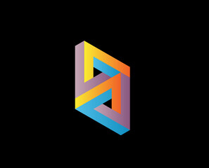isometric logo design concept letter S