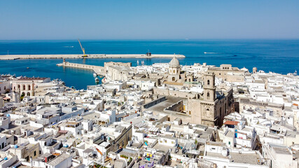 Aerial view of Monopoli in Apulia, south of Italy - Church of San Leonardo and Church of Santa...