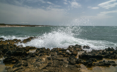 rocks and sea waves on the rocks, seascape