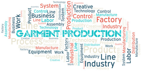 Fototapeta premium Garment Production word cloud create with text only.