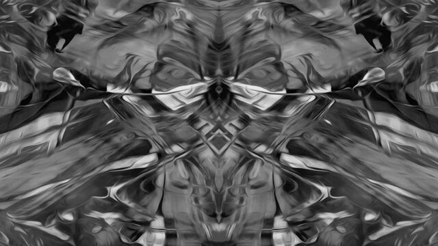 Abstract moving substance. Fractal patterns. Black and white background