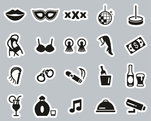 Strip Club Icons Black & White Sticker Set Big