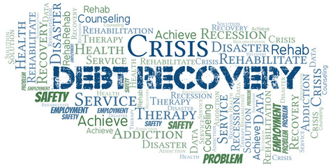 Fototapeta premium Debt Recovery vector word cloud, made with text only.