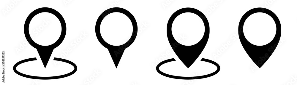 Poster Map marker pointer icon set . Marker map icons symbol. Pointer map. GPS location.Black map markers collection design.Vector