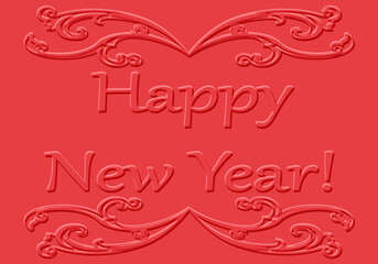 Fondo rojo de relieve de feliz año nuevo.