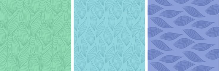 Set of beautiful backgrounds in pastel shades with leaves