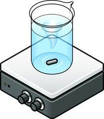 Lab equipment: magnetic stirrer pellet in a beaker of liquid.