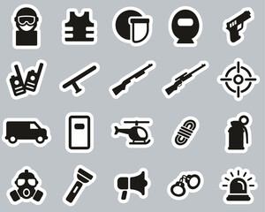 SWAT Team Icons Black & White Sticker Set Big