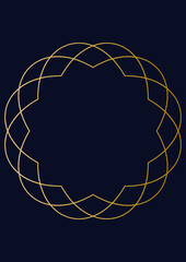 Luxury art deco greeting card and invitation template. Decoration geometric ornament. The gold texture on dark background. 
