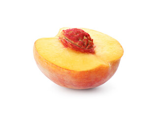 Half of ripe peach isolated on white