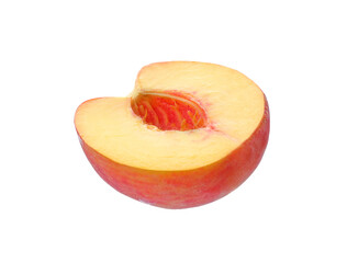 Half of ripe peach isolated on white