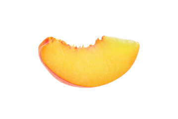 Fototapeta na wymiar Slice of ripe peach isolated on white
