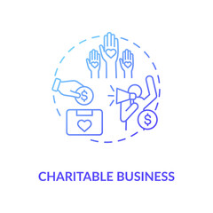 Charitable business concept icon. Investment in non profit organizations idea thin line illustration. Social cause support and contribution. Vector isolated outline RGB color drawing