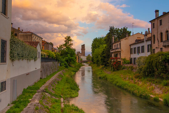 Wonderful sunset in Padua city, Italy