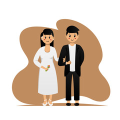 Obraz na płótnie Canvas Cute illustration vector couple married design isolated on white background