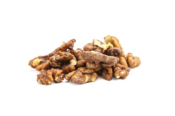 Walnut kernels isolated on white background