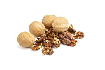 Walnut fruits isolated on white background
