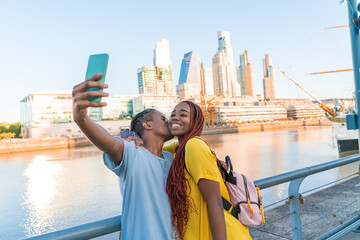 A couple taking a selfie in Buenos Aires