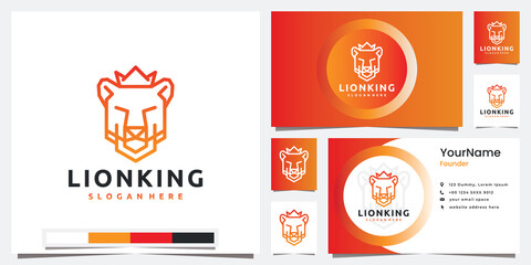 set logo technology with head lion king line art style logo design inspiration