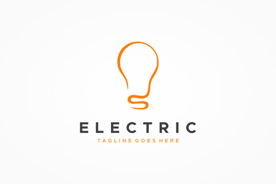 Electric Logo. Linear Hand Drawn Light Bulb with Initial Letter S underside. Usable for Business, Electricity, Industrial and Technology Logos. Flat Vector Logo Design Template Element