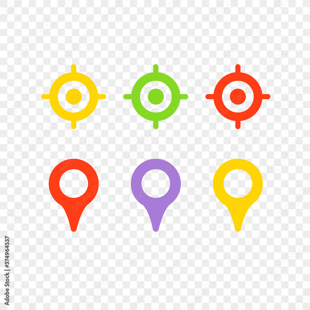 Aufkleber navigation pins and targets isolated on transparent background