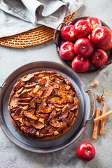 apple pie and fresh apples and spices