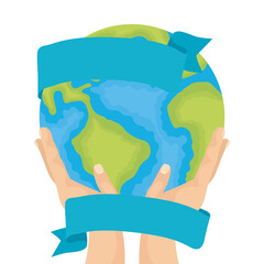 hands lifting world planet earth water day icon