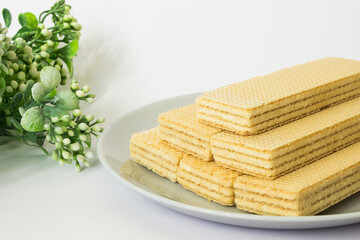 Ukrainian lemon waffles on white background