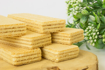 Ukrainian lemon waffles on white background