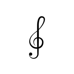 Treble clef on white background. Simple vector illustration of treble clef. Musical design element
