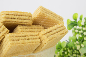 Ukrainian lemon waffles on white background