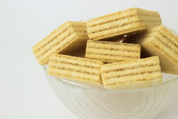 Ukrainian lemon waffles on white background